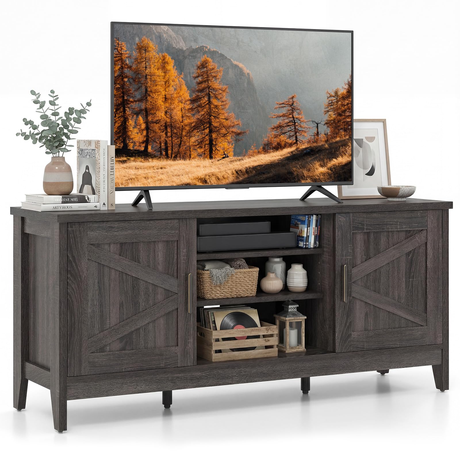 Tangkula Farmhouse TV Stand for TVs up to 65 Inches